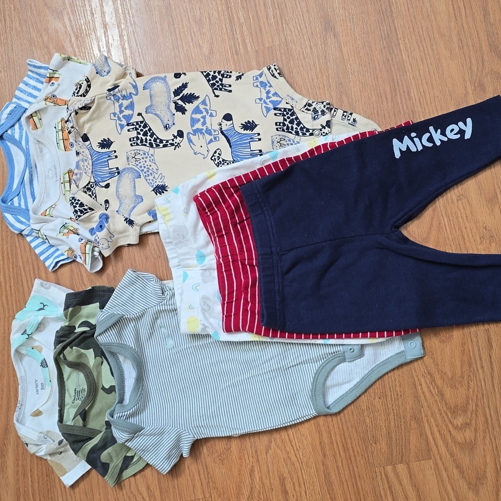 Baby Boy 9pc Bodysuit Set 0-3mos Tops & Bottoms